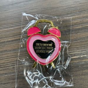 Time to check New pink & gold enamel pin